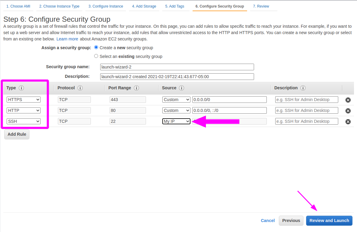 Configure Security Group