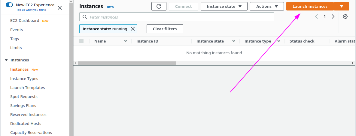 Launch EC2 Instance button